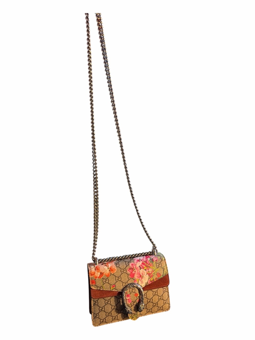 Gucci Dionysus Mini Bag GG Supreme Blooms Floral Pink Suede Crossbody Authentic - Picture 9 of 9